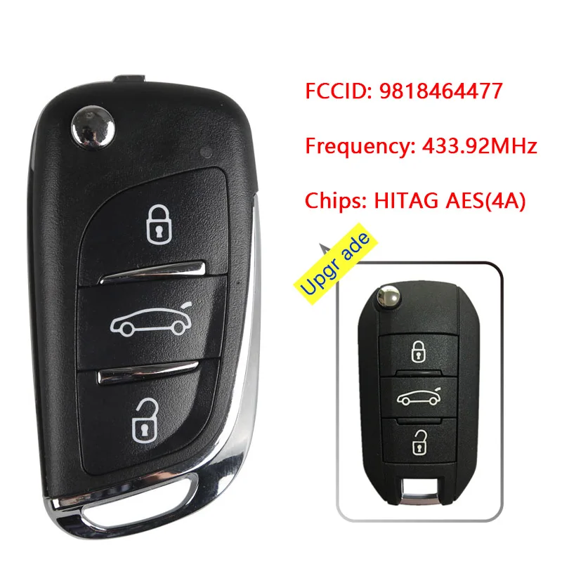 

CN009048 3 Buttons 4A Chip Remote For Peugeot 308 4008 Citroen Aircross C3 C5 C6 Flip Key Folding Car Key 433MHz HUF8435