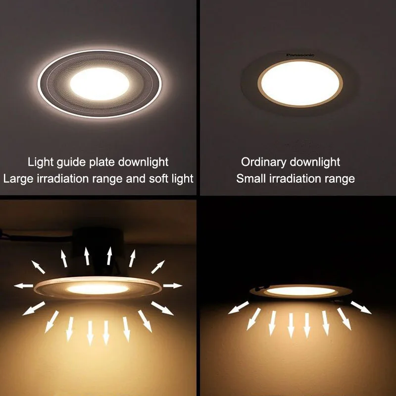 LED Downlight Acrylic Panel Light Ceiling Light 3 Color Temperature Variation 110V 220V 5W 7W 9W LED Spot Light Larger Lighting