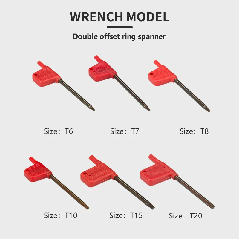 T6-T20 L1.5-L12 Red Flag Torx Wrench/Allen wrench Screw Wrench CNC Machine Tool CNC Lathe Turning Toolholder Tool Accessories