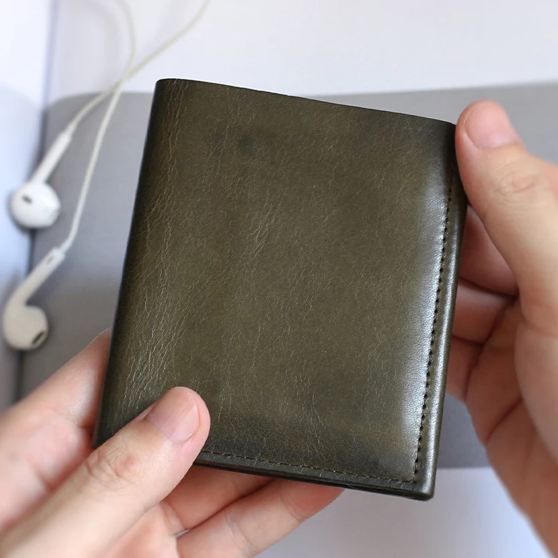 Luxury Short Wallet Male Genuine Leather Handmade Men's Clutch Bag Women Casual Hasp Bifold Purses Fashion Credit Card Pouch