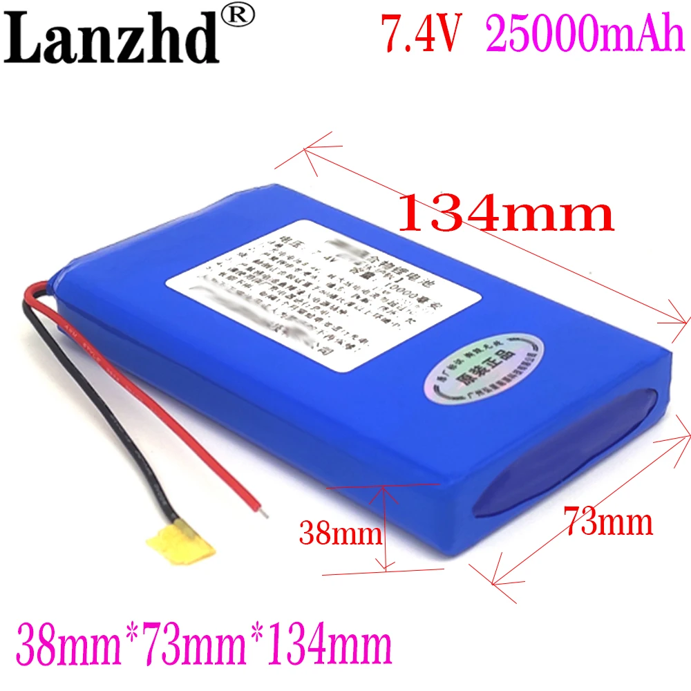 

1-8pcs battery 7.4V 25000mAh Li polymer batteries for tablet pc cell DVD phone POWER BANK 3873134 satellite finder