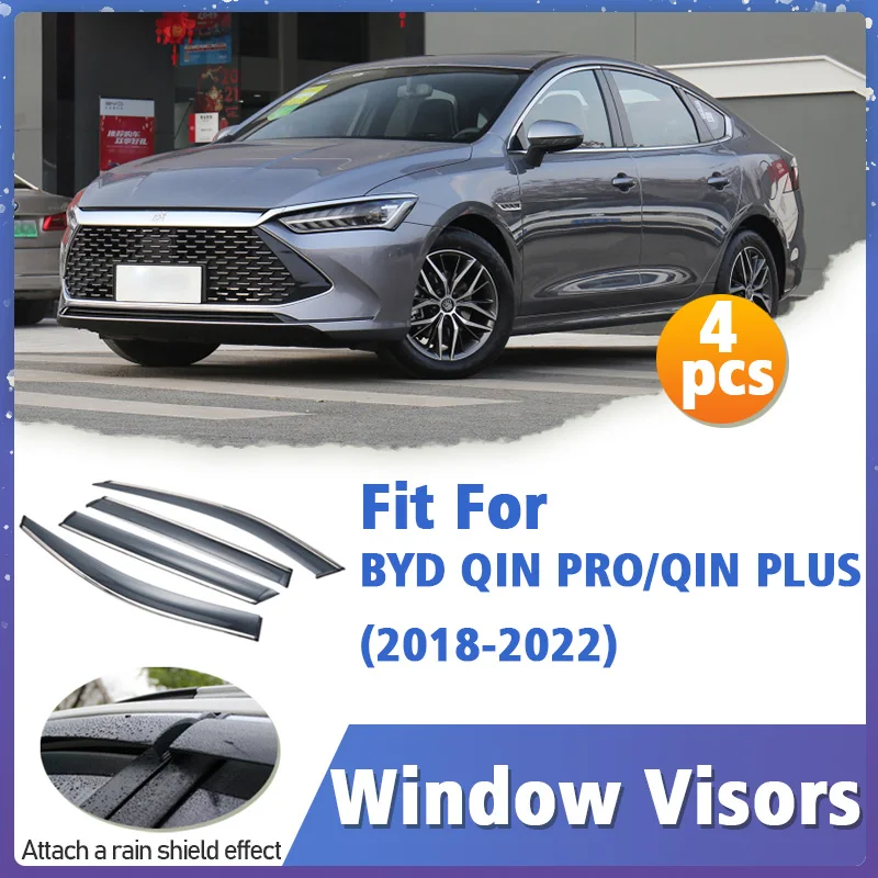 

Window Visor Guard for BYD QIN PRO QIN PLUS 2018-2022 4pcs Vent Cover Trim Awnings Shelters Protection Sun Rain Deflector 2021