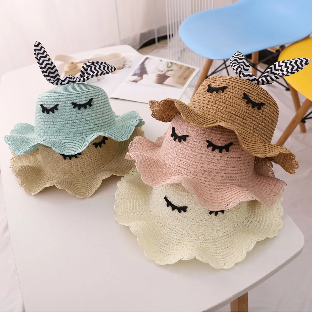 New summer kids baby casual 2pcs a sets straw hat and bags Kids girl sun hats Foldable beach panama caps