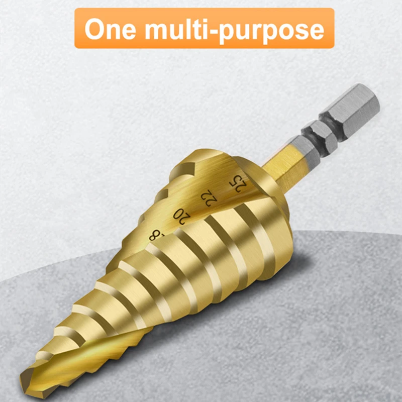 HOT 6-25mm HSS Titanium Coated Woodworking Step Pagoda Drill Bit High Speed Steel Metal Wood Hole Cutter Cone Drilling Tool