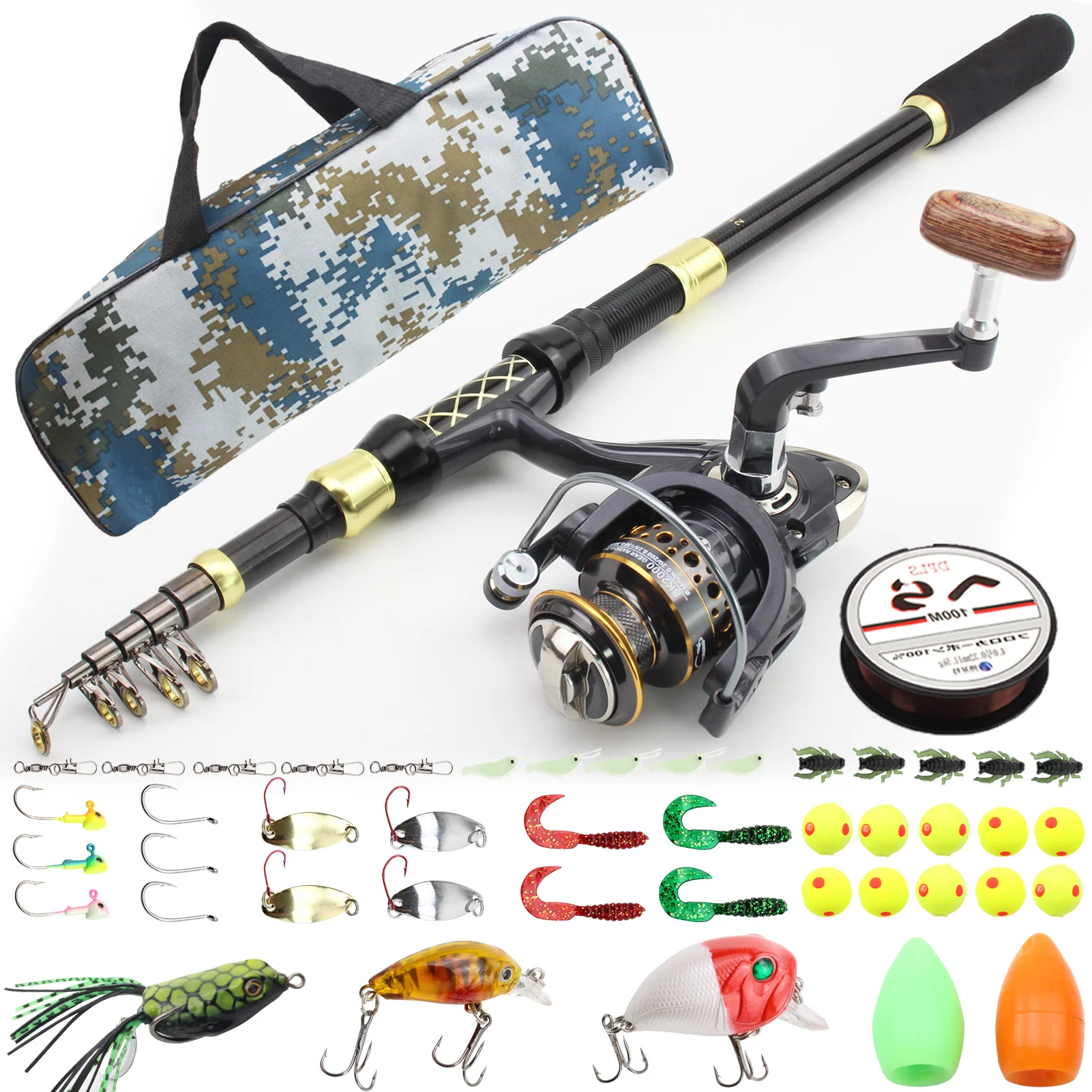 

NEW 1.8m-3.6m Fishing Rod Combos Telescopic Spinning Fishing Pole Hook Lures Bag Portable Beginner fishing trout carp rod pesca