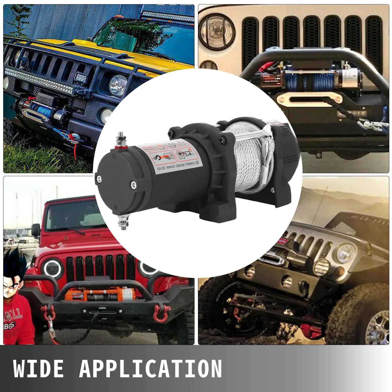 3000LBS/1360KG Electric Winch 12v Electric ATV Recovery Winch Steel Cable with Radio Remote Control