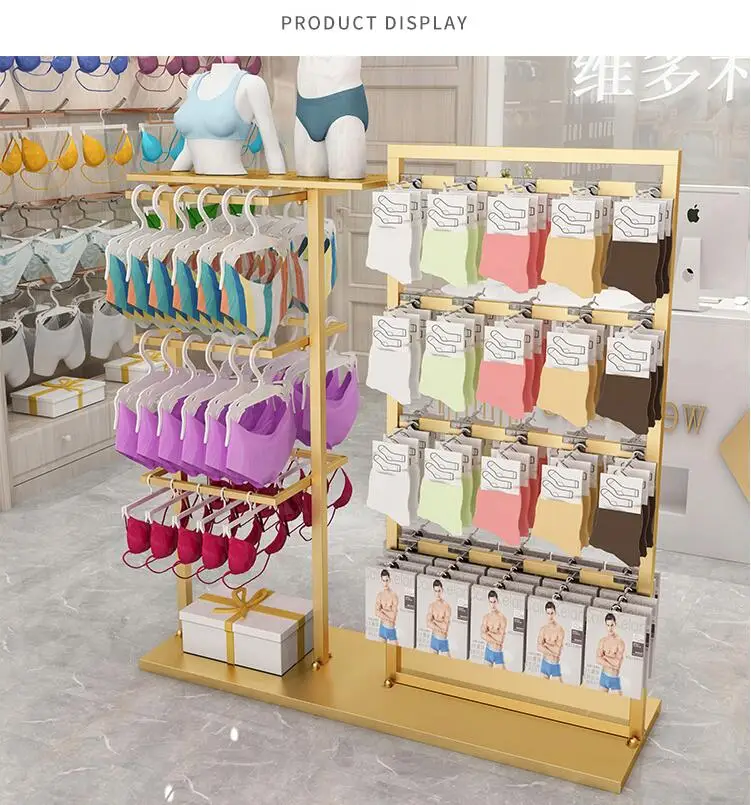 Underwear shelf, socks, stockings display stand, shopping mall floor double-sided hanging island rack