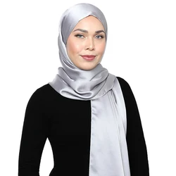 Women Plain Silk Satin Hijab Scarf Muslim Fashion Solid Color Long Shawls Woman Hijab Shawl Premium Satin crinkle Scarf Bandana