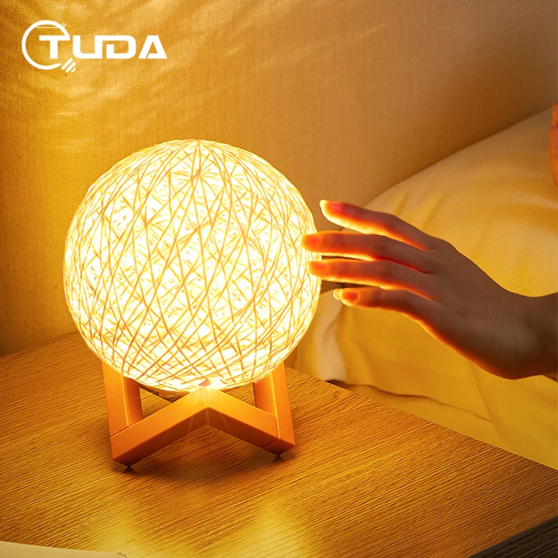 

TUDA Birthday Gift for Girls Creative Gift Couple Girlfriend Girly Bedroom Rattan Table Lamp Bedside Lamp Round Ball Night Lamp