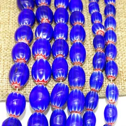 Oval Form Blume Muster Blau Millefiori Glas Lose Perlen 9x5mm 12x8mm 15x10mm 16x12mm für DIY Handwerk Schmuck, Die Entdeckungen
