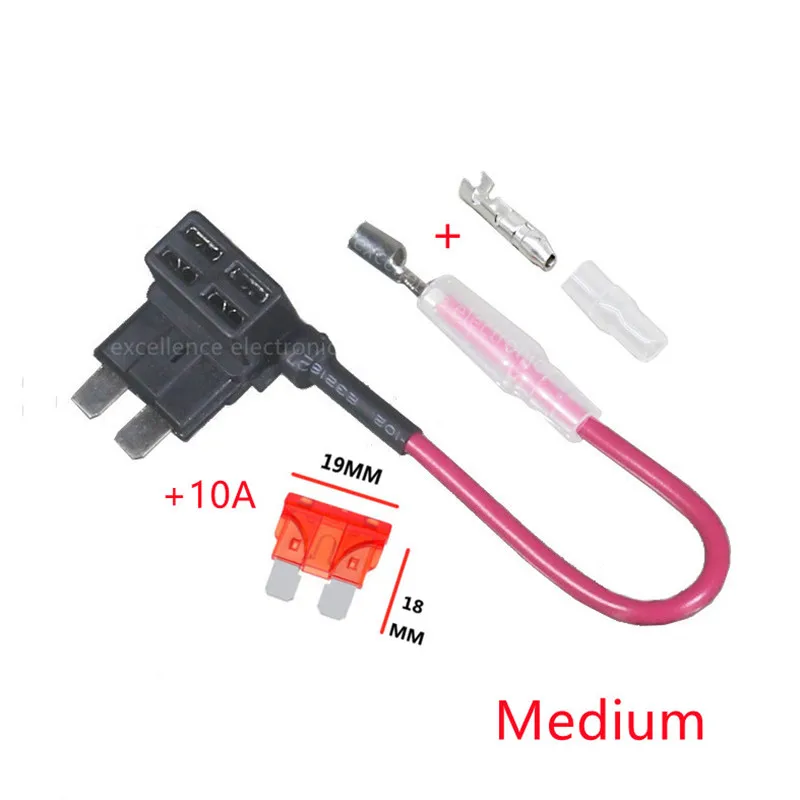 12V Mini Small Medium Size Car Fuse Holder Add-a-circuit TAP Adapter with Micro Mini Standard ATM Blade Fuse