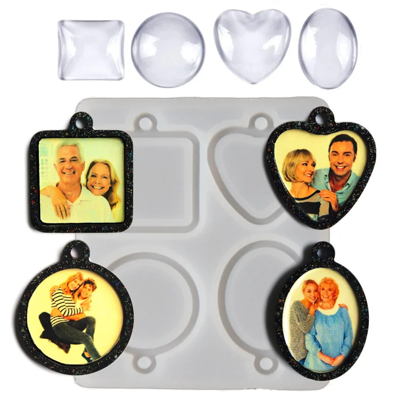 

Love Geometry Valentine's Day Photo Frame Silicone Mold DIY Necklace Keychain Pendant Jewelry Decoration Mirror Resin Molds