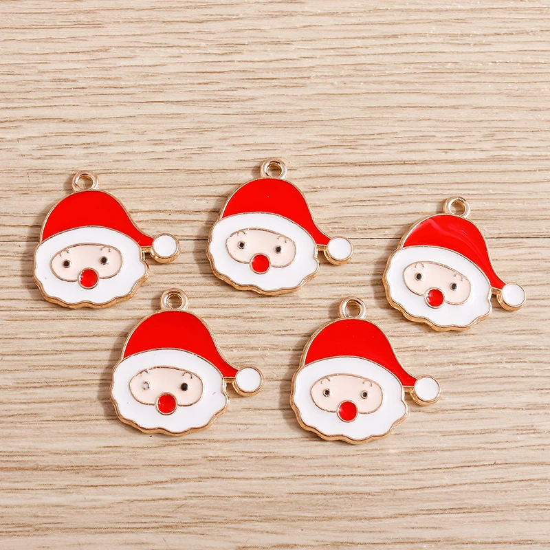 10 Stück Emaille Charms Weihnachten Charms für Schmuckherstellung Tier Hirsch Weihnachtsmann Baum Glocke Charms Anhänger für DIY Halsketten Geschenk – Detail 19