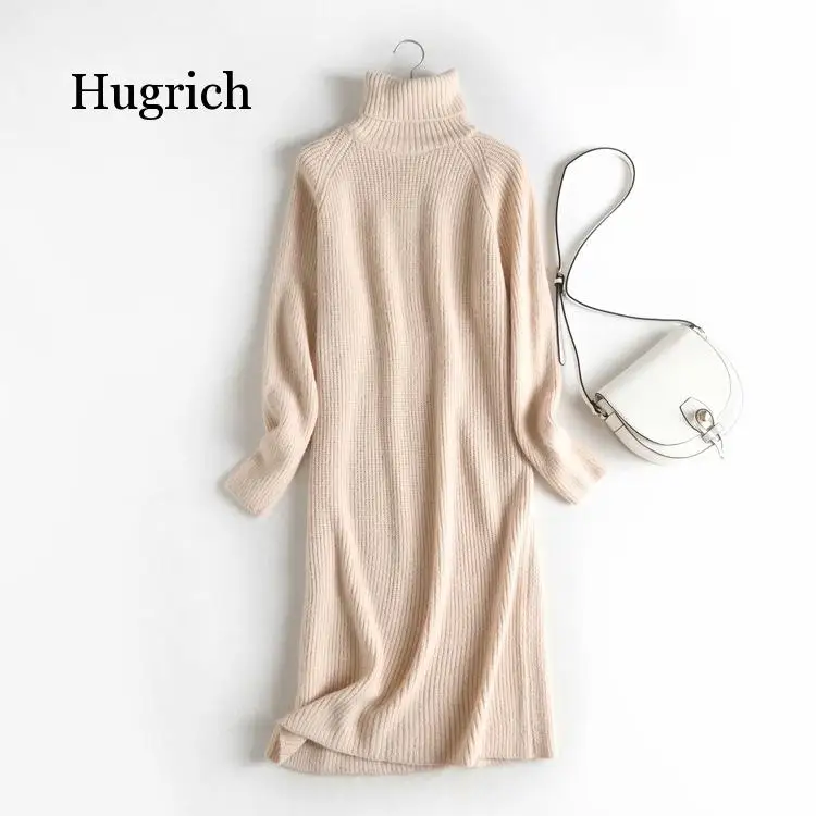 2020 Autumn Winter Fashion Women Sweater Dress Long Sleeve Loose Female Solid Knit Dress Vestidos