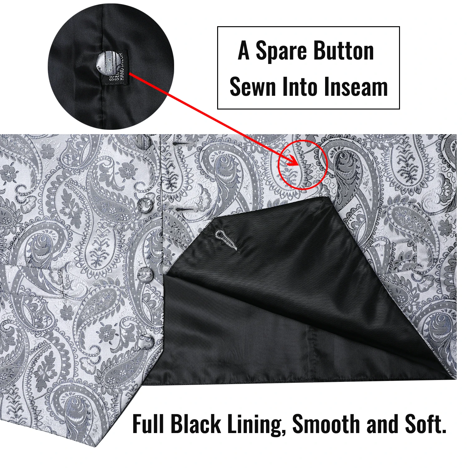 Luxury Silver Gray Paisley Suit Vest Men Tuxedo Blazers Wedding Party - usage example