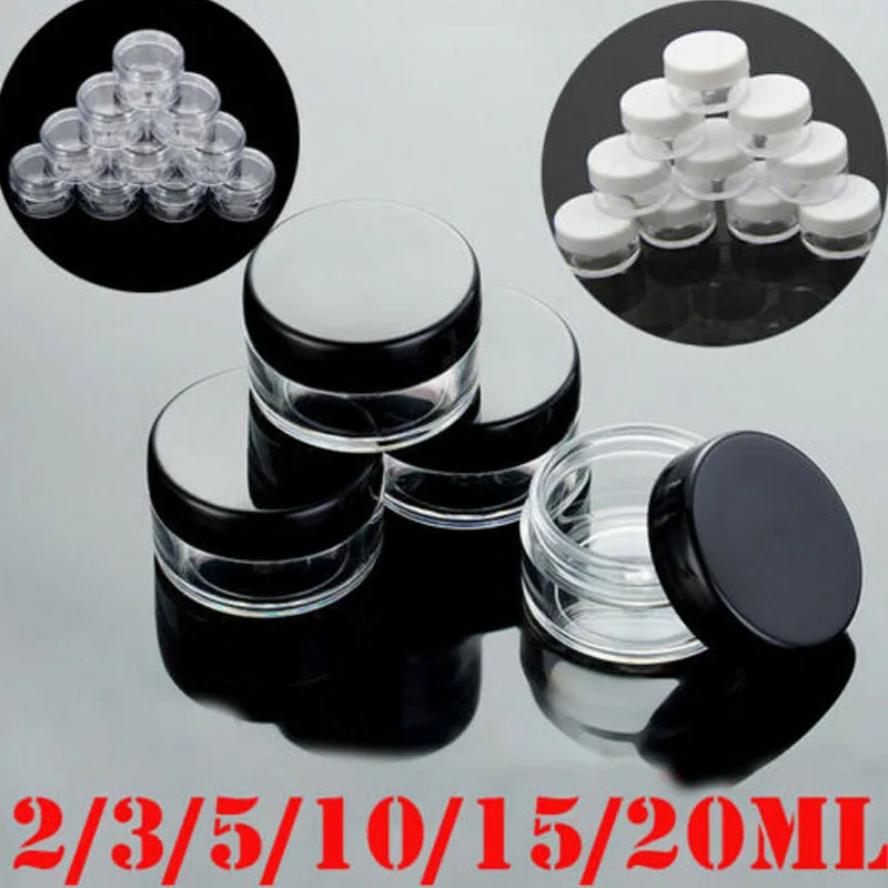 10pcs 2g/3g/5g/10g/15g/20g Plastic Empty Clear Cosmetic Jars Makeup Container Lotion Vials Face Cream Box Sample Pots Gel Bottle