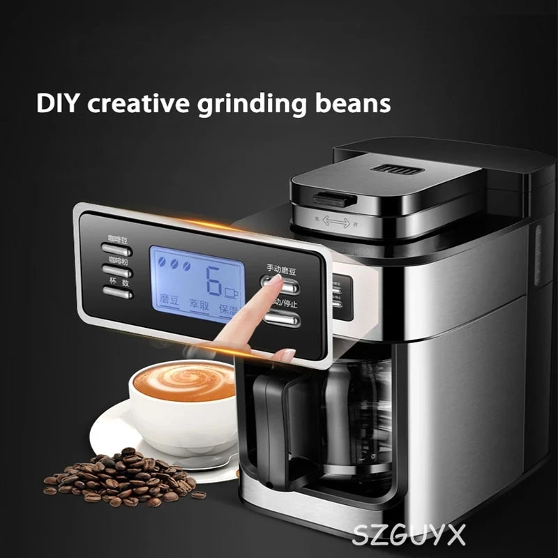 Cafetière goutte à goutte automatique en acier inoxydable avec affichage numérique, cafetière américaine, 2 en 1