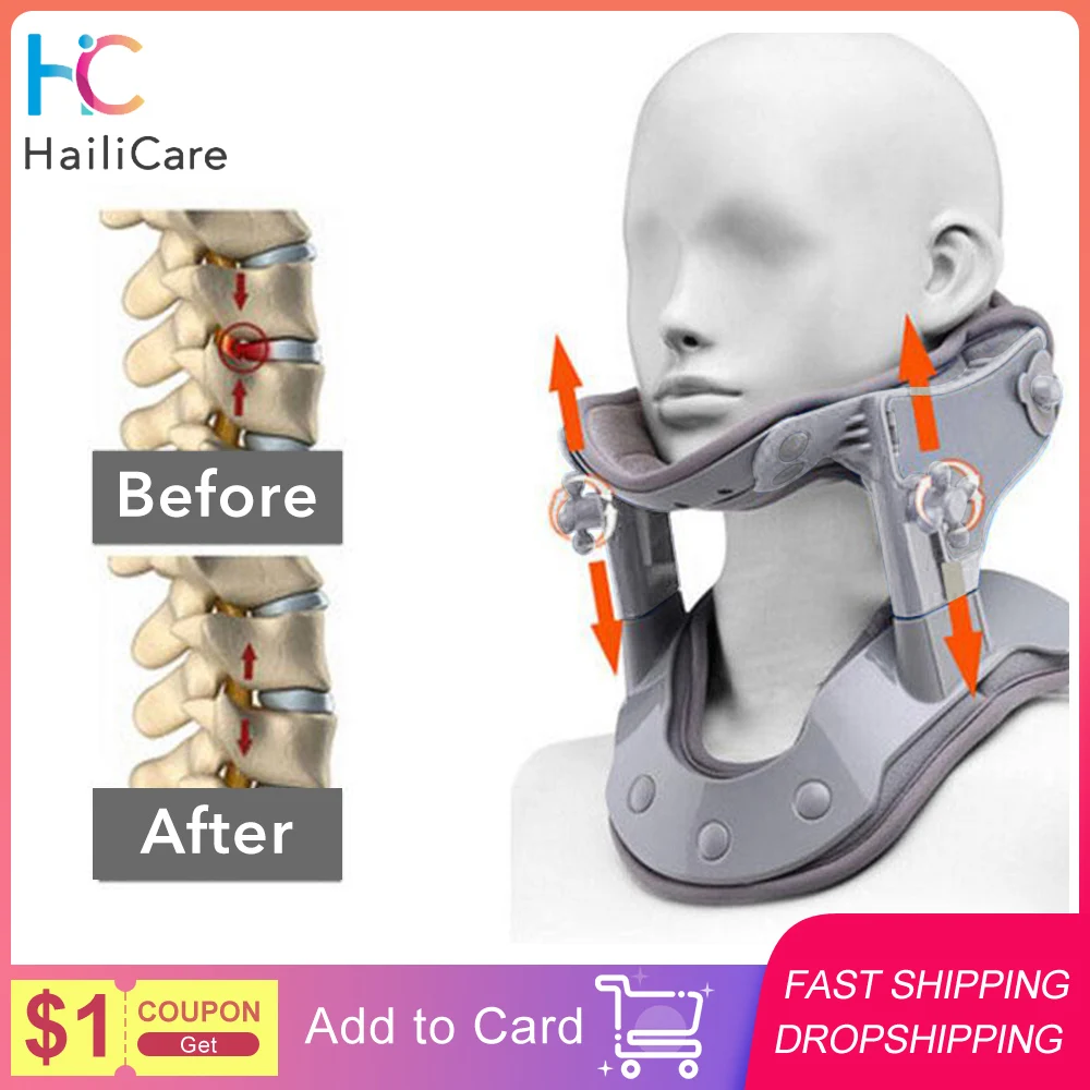 Electric Infrared Heating Neck Cervical Traction Collar Spine Support Hot Compression Tractor Stretching Brace