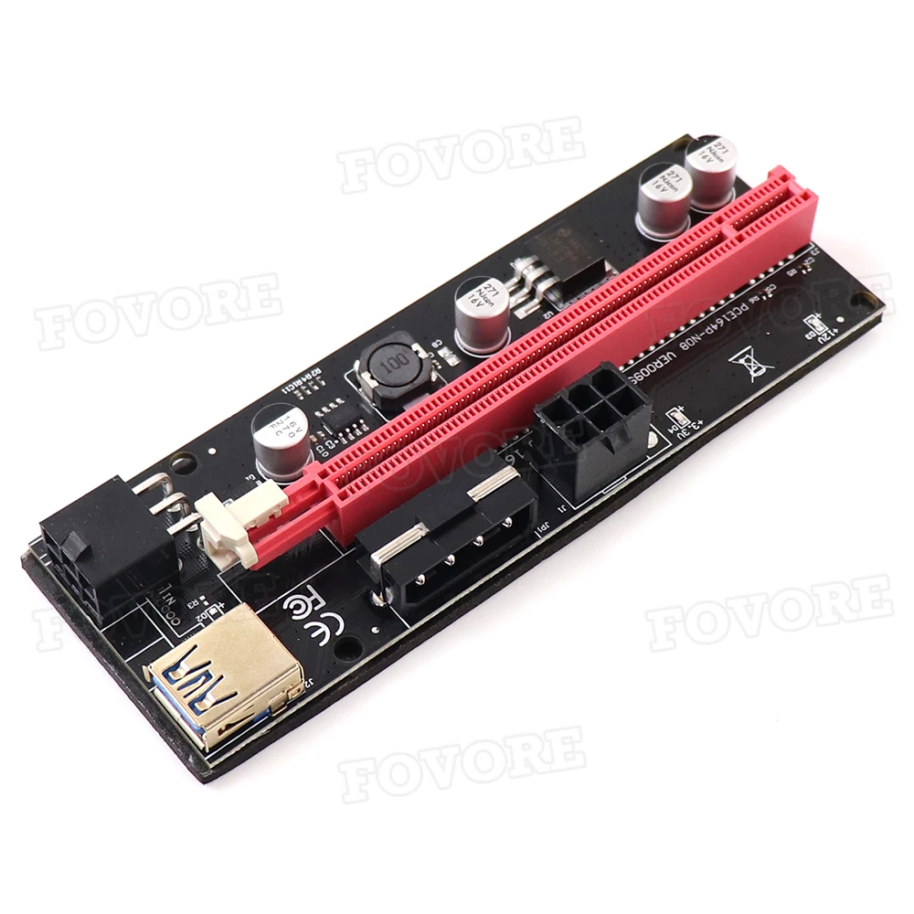 VER009S PCI-e Riser Card 009S PCI Express PCIe 1X to 16X Extender Riser 0.6M USB 3.0 Cable SATA to 6Pin Power For Video Card NEW