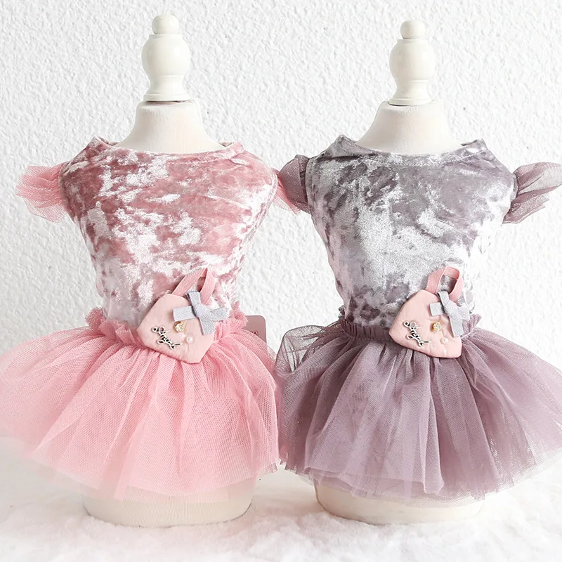 

Lace Bag Princess Dog Dress Pet Products 100% Cotton Clothing For Dogs Chihuahua Teddy Pet Puppy Dog Clothes