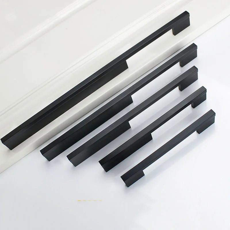 

4.5"-- 47" Black Aluminum Wardrobe Handle Long Furniture Cabinet Drawer Cupboard Pulls Kitchen Door Bar Pull