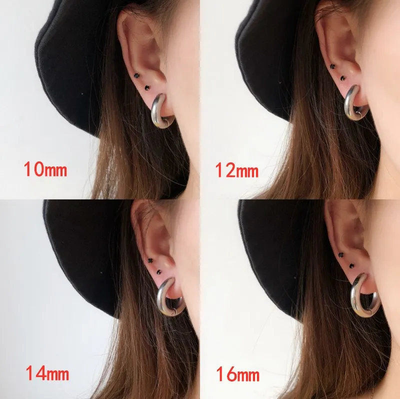 1pcs Extra thick 5mm wire Hoop Earrings for men women circle Stainless steel Rings ear Fashion jewelry Do not fade versatile