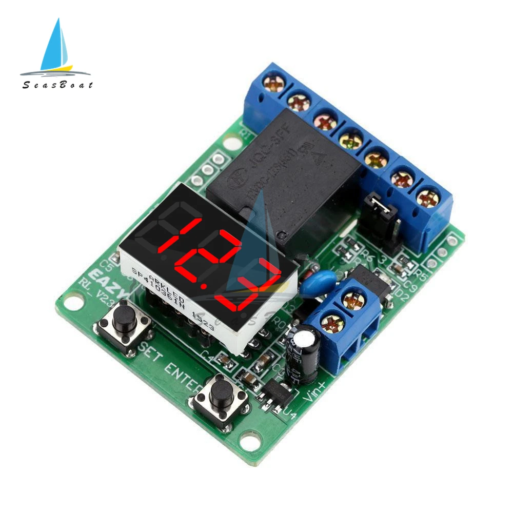 DC 12V 24V LED Digital Voltage Control Relay Module Relay Switch Control Board Voltage Detection Charging Discharge Monitor