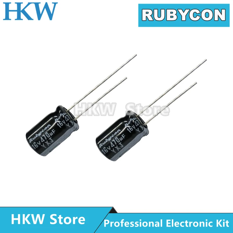 10pcs Rubycon Electrolytic Capacitors 6.3V 10V 16V 25V 35V 50V 63V 100V 400V 450V 1UF 10UF 22UF 47UF 220UF 470UF 1000UF 2200UF