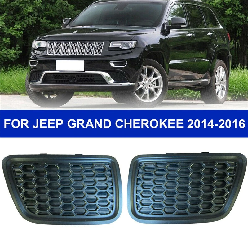 1 Pair Left + Right Front Lower Grille Tow Insert Bezel For Jeep Grand Cherokee 2014-2016  Direct Replacement #68143099AC