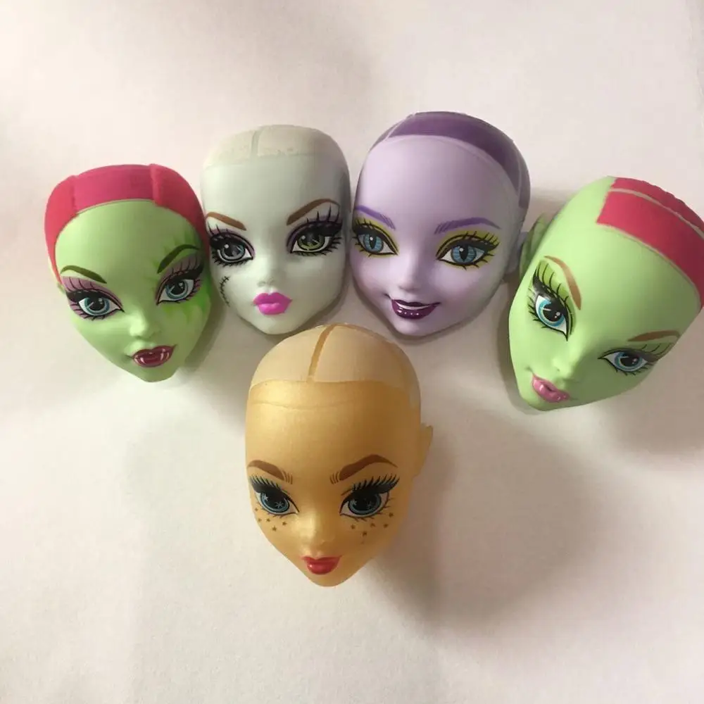 Monstering Doll Toy Head No Hair Doll Heads DIY Plants Hair Head White Brown Green Clear Purple Yellow Skin Doll Bald Heads