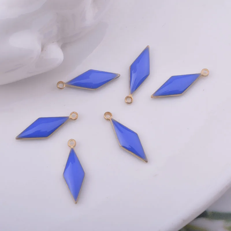 30 Stück 5*16mm Kupfer-Geometrie-Anhänger Beidseitig Emaillierte Rhombus-Charms für DIY-Schmuck- und Ohrringherstellung – Detail 10