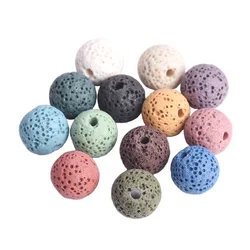 Piedra de Lava volcánica Natural, lote de cuentas sueltas redondas de 6mm, 8mm, 10mm, 12mm, 16mm para 14mm y fabricación de joyas, accesorios de pulsera DIY