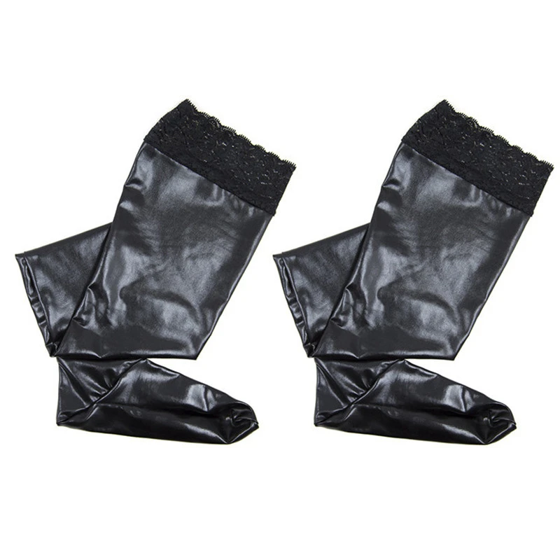 Чулки женские, латексные, кружевные, размера плюс, с силиконовой лентой, Размеры S - XXL