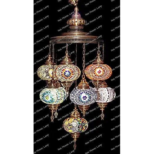 Mosaic Chandelier, Filigree Copper Mosaic,Mosaic Lamp,Turkish Lamp,Moroccan Lantern