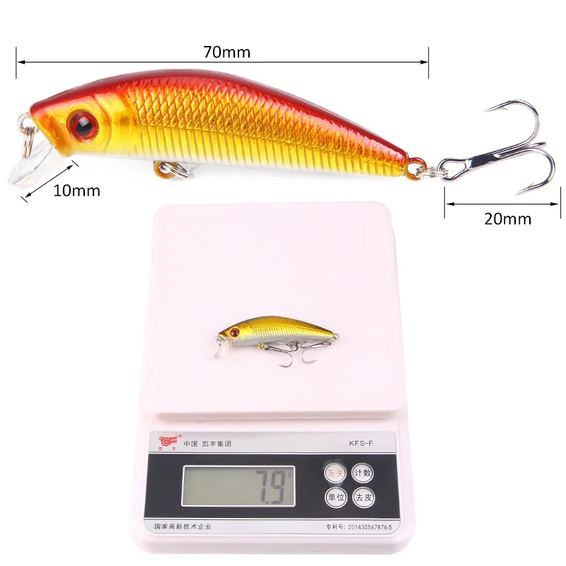 1 szt Minnow Fishing Lure 70mm 8g 3D Eyes Crankbait Wobbler Sztuczna plastikowa twarda przynęta wędkarska — zdjęcie 6