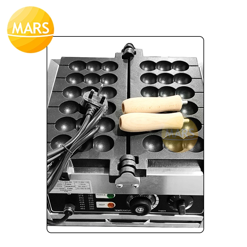 معدات الوجبات الخفيفة سيخ صانع الوافل غير عصا توكوياكي الكرة على شكل وافل بيكر السمان البيض سيخ شواء فرن