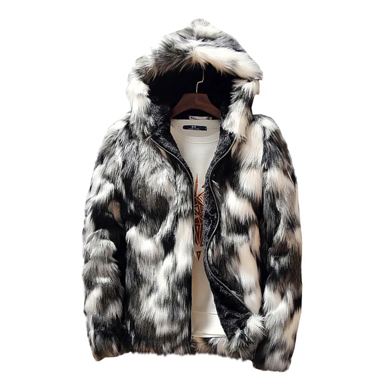 

Winter Faux Fur Thick Mens Jackets & coats Fashion Men and Women Couples Warm and Comfortable Clothing Slim Gray Men Coat S-4XL