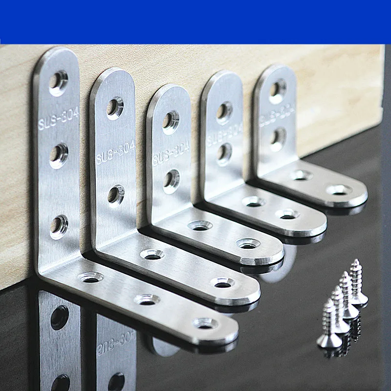 20pcs L-shaped Angle Stainless Steel Bracket Thickness Corner Brackets Furniture Repair Corner Code Perforated Shaft Bracket