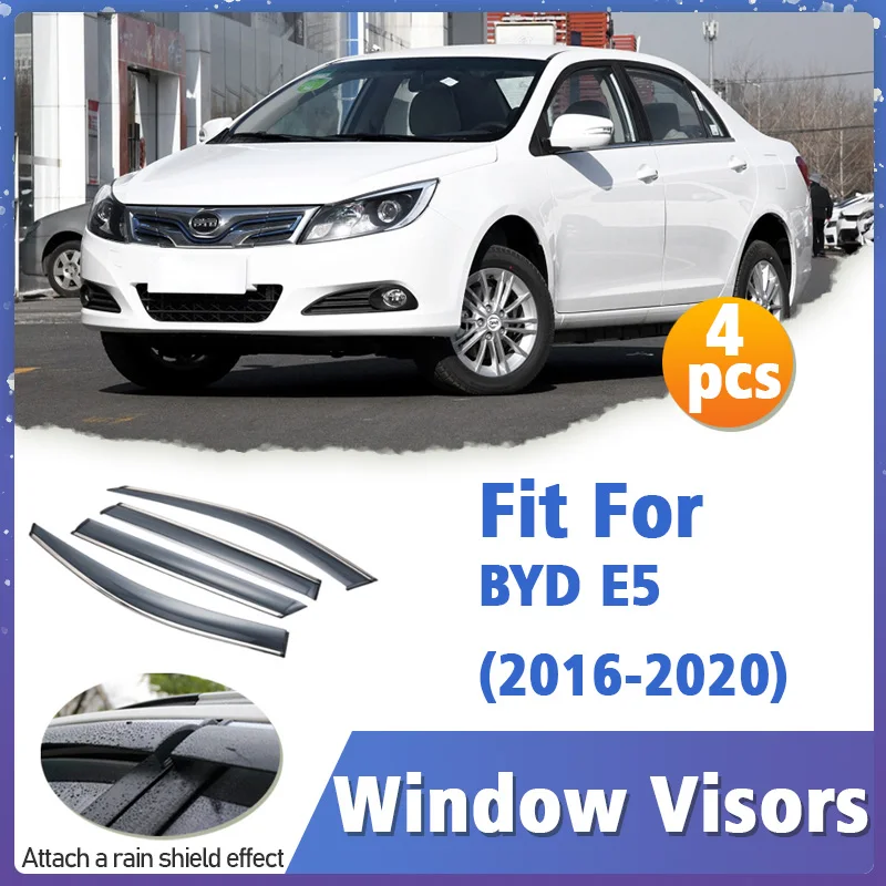 

Оконный козырек для BYD E5 2016-2020, вентиляционная крышка, отделка, навесы, защита от солнца, дождя, дефлектор, автоаксессуары, 4 шт.