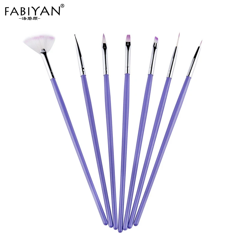 7PCS/Set Nail Art Polish Gel UV Tips Brush Dotting Painting Drawing Pen Fan Sector Line Builder Decoration Manicure Makeup Tools