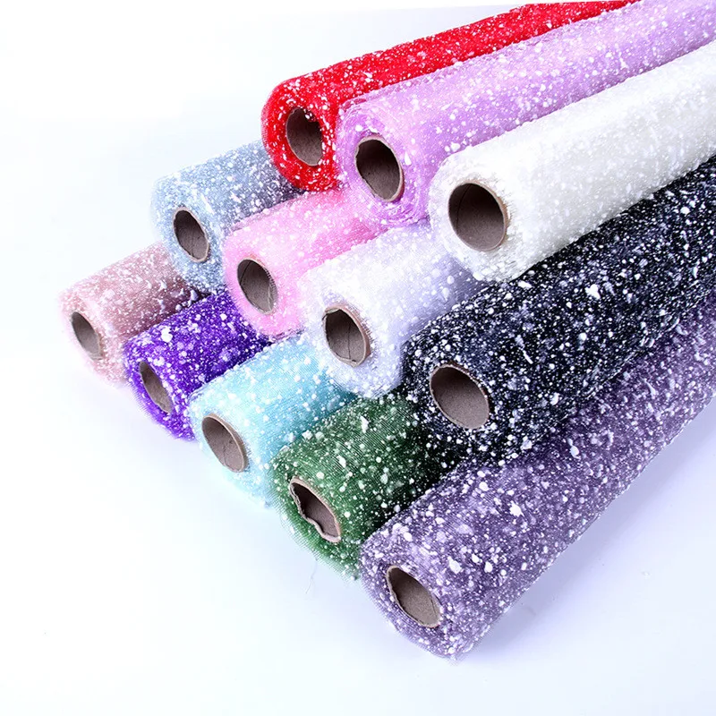 1M Color Snowflake Gauze Yarn Flower Wrapping Paper DIY Scrapbook Materials Wedding Birthday Party Decoration Florist Supplies