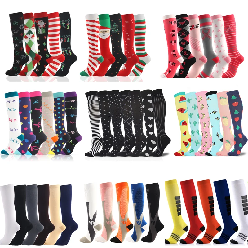 

5/6/7 Dropship Compression Socks Men Women Outdoor Sports Socks For Anti Fatigue Pain Relief Knee Prevent Varicose Veins Socks