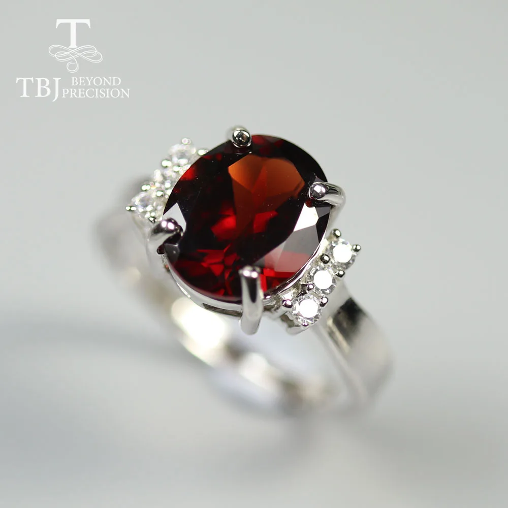 

TBJ Garnet oval 9*11mm 4ct gemstone Ring Mozambique red garnet gemstone fine jewelry 925 sterling silver for women gift