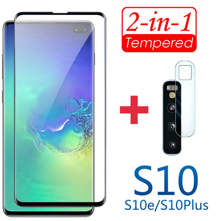 s10plus Screen Protector 2in1 For samsung galaxy s10e Tempered Glass s 10 e plus 10e 10s 10plus With Camera Lens Protective Film