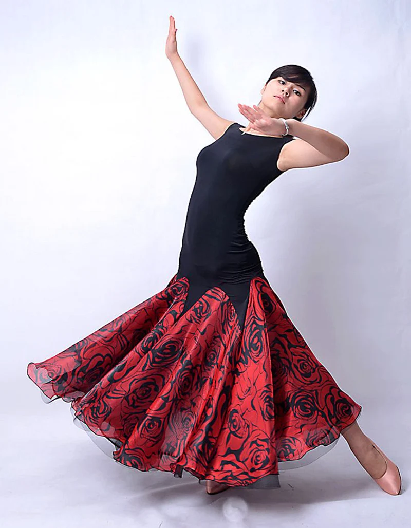 Ballroom Dance Competition Dress Women Simple Style Sleeveless Practice Flamenco Ballroom Dancing Dress