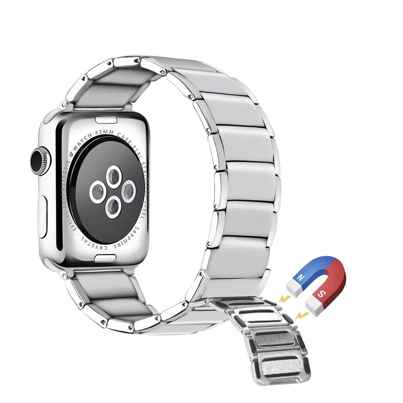 Apple Watch用ステンレススチールストラップ,磁気バックル付き,iwatch用,シリーズ8 7 6 5 4 3 2 SE,40 45/41 42/38mm