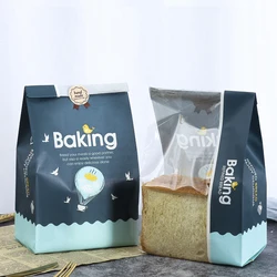 30PCS 33x16x10CM Kraft Paper Bag With Window Baking Packaging Cookies Food Toast Bread Bags Package For Bakery Bake House