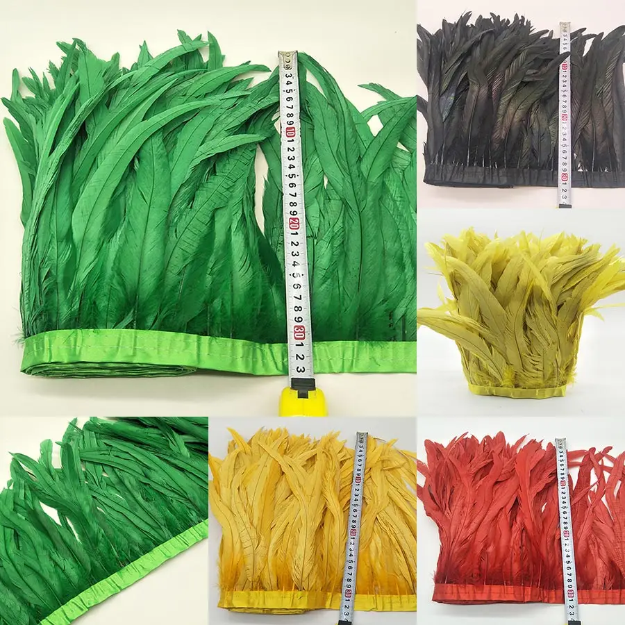 Wholesale 10Yards Rooster Tail Feather Trim Width 12-14 inches/30-35cm Craft tail Feather Fringe Trim Plume Ribbon