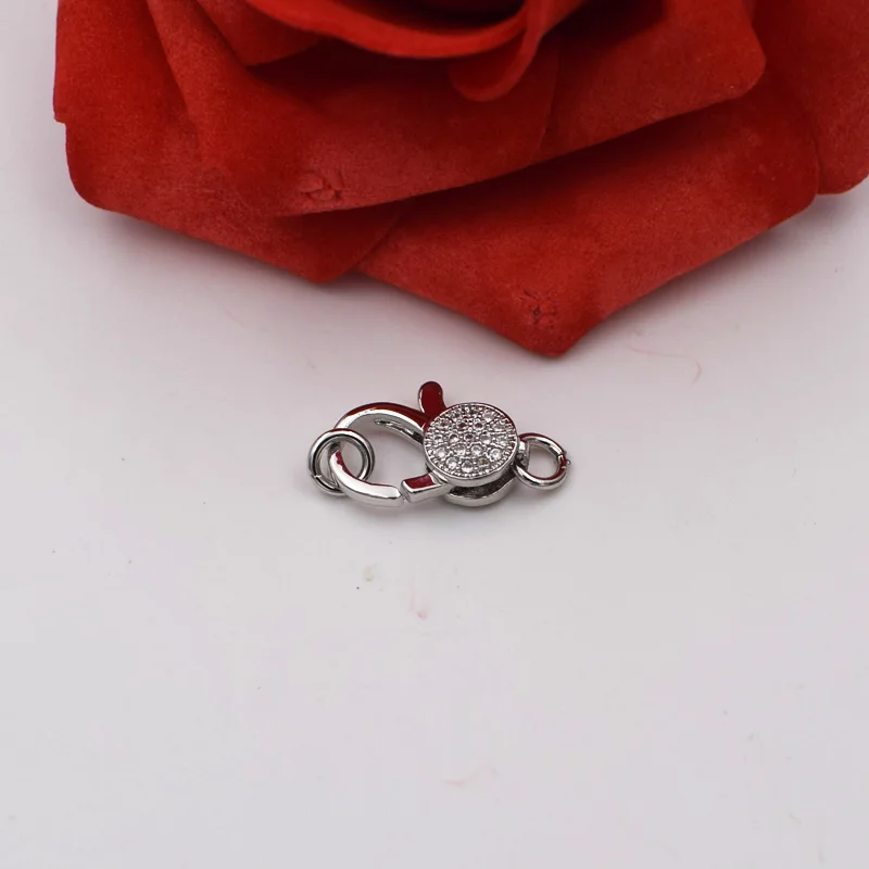 3 PCS lobster clasp 12x24mm 18k gold Filled CZ micro pave coin clasps Finding