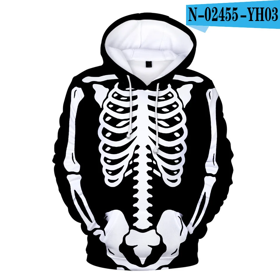 

Mens Hoodies Perspective Skeleton Hip Hop Hooded Sweatshirt Men/women 3D Print Skeleton Halloween Harajuku Streetwear Pullovers